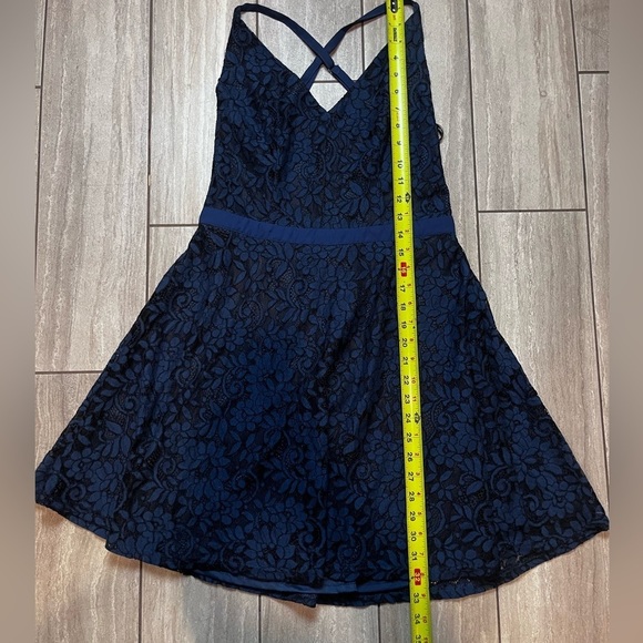 Lulus Dancing in the Moonlight Navy Blue Lace Backless Skater Dress Medium - Picture 5 of 7